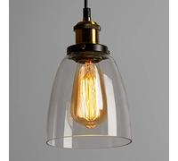 FORCOSO Glass Pendant Light, Vintage Industrial Ceiling Light with Clear Glass lampshade, Adjustable Hanging Lamp Pendant Lighting Fitting for Kitchen Dining Room Bedroom Loft
