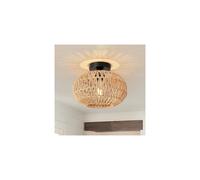 FORCOSO Rattan Ceiling Light, Boho Lamp Light Shade Rattan Lampshade, E27 Vintage Chandelier Light Fitting, Rustic Ceiling Lamp Fixtures for Living