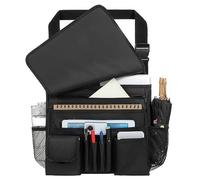 FORCTIBULL Car Front Seat Organizer for Paperwork File Laptop Mobile Office, Multi Compartment Storage Bag with Cup holder and Adjustable Strap for Car Work Truck Van