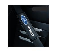 (Ford) 2PCS Black Car Seat Belt Real-Leather Shoulder Pads Cushion