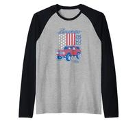 Ford - American Bronco 69 Flag in The Background Raglan Baseball Tee