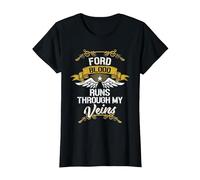 Ford Blood Runs Through My Veins T-Shirt, Women, Black, Small