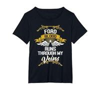 Ford Blood Runs Through My Veins T-Shirt, Women's Plus, Black, 5X