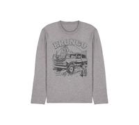 Ford Bronco Desert Black Mono Long Sleeve T-Shirt, Athletic Heather in Light Grey | Size: Medium Ford Light Grey M