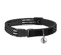 Ford Cat Collar, Breakaway Collar with Bell, Ford Oval Americana Weathered Black White, 8.5 to 12 Inches 0.5 Inch Wide