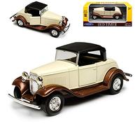 Ford Model A Roadster Beige Cream with Brown Convertible with Soft Top 1928-1931 approx. 1/43 1/36-1/46 Welly Model Car