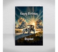 Ford Model T Birthday Card for Stepdad - Vintage British Classic Car Keepsake for Men, Boys & Motoring Enthusiasts - Antique Ford Model T Car: Stepdad Birthday Card (Size A5)