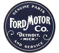 Ford Motor Co. Round Embossed Metal Sign - Classic Ford Wall Art for Garage, Man Cave, or Shop