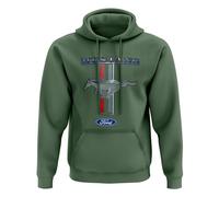 Ford Mustang 50 Years Tribar Edition Hoodie - Official Men's Sweatshirt with Cult Logo - Regular Fit - Classic Muscle Car Hoodie, Military Green, XXL