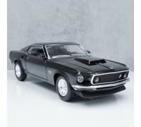 Ford Mustang Boss 429 1:24 Welly Black Classic Diecast Model Car Open Doors 1/24