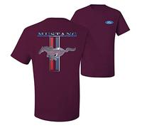 Ford Mustang Classic Pony USA Logo Emblem Cars and Trucks Front and Back Men's Graphic T-Shirt, Maroon, Large