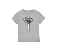 Ford Mustang Stripes Kids T-Shirt, Athletic Heather in Light Grey | Size: 9-11 Years Ford Light Grey 9-11 Years