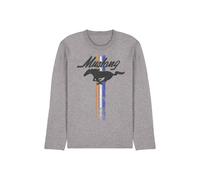 Ford Mustang Stripes Long Sleeve T-Shirt, Athletic Heather in Light Grey | Size: 2XL Ford Light Grey 2XL