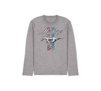 Ford Mustang Stripes Long Sleeve T-Shirt, Athletic Heather in Light Grey | Size: Large Ford Light Grey L
