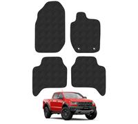 Ford Ranger (2012-2022) [Double Cab] Rubber Van Mats Accessories Tailored Fit Compatible Accessory Waterproof Protection Non-Slip Car Floor Mats 3mm Thick Full Coverage Durable Coverage with Clips