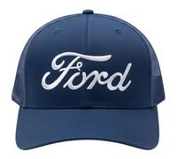 Ford Script Logo Trucker Hat | Embroidered Navy Twill and Mesh Snapback | Officially Licensed
