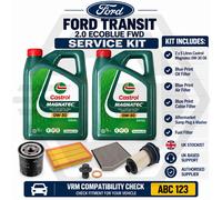 FORD TRANSIT 2016-2021 2.0L EcoBlue FULL SERVICE FILTERS + GENUINE CASTROL 0W30