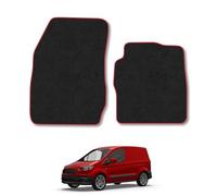 Ford Transit Courier (2014-2019) Van Mats Accessories Tailored Fit Carpet Car Floor Mats Non Slip Red Trim Accessory Durable Anti Slip Hand-Finished Compatible Full Coverage Granulated Backing Clip