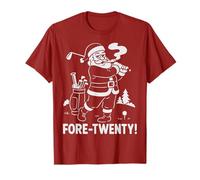 Fore Twenty Santa Weed Golf Design Funny Christmas Golfer T-Shirt