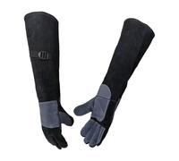 Forearm Coverage Gloves for Dog Handling, Long Cuff Leather Gloves for Grooming, Transfer and Training Tasks Pet Restraint Glove Long Cuff Glove Pet Transfer Scratch Handling Leather Grooming Care