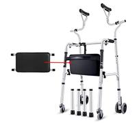 Forearm Walking Frame with Armpit Support,Lightweight Folding with Wheels Adjustable Thick Aluminum Alloy Rehabilitation Auxiliary for Seniors Disabled