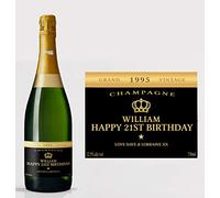 forefrontdesigns Personalised Champagne Bottle Label - Custom Champagne Label Bottle Sticker, Perfect for Weddings, Anniversaries, Birthdays & Gifts - Premium Customisable Prosecco Sticker