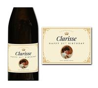 forefrontdesigns Personalised Champagne Photo Label - Custom Champagne Label Bottle Sticker, Perfect for Weddings, Anniversaries, Birthdays & Gifts - Premium Customisable Prosecco Sticker