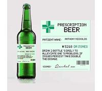 forefrontdesigns Personalised Novelty Prescription Beer/Lager Bottle Label - Funny Prescription Bottle Label for Alcohol - Spoof Prescription Wine Stickers for Bottles, Secret Santa,Joke Gifts