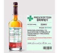 forefrontdesigns Personalised Novelty Prescription Brandy Bottle Label - Funny Prescription Bottle Label for Alcohol - Spoof Prescription Wine Stickers for Bottles, Secret Santa,Joke Gifts
