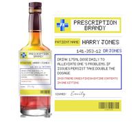 forefrontdesigns Personalised Novelty Prescription Brandy Bottle Label - Funny Prescription Bottle Label for Alcohol - Spoof Prescription Wine Stickers for Bottles, Secret Santa,Joke Gifts