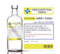 forefrontdesigns Personalised Novelty Prescription Vodka Bottle Label - Funny Prescription Bottle Label for Alcohol - Spoof Prescription Wine Stickers for Bottles, Secret Santa,Joke Gifts
