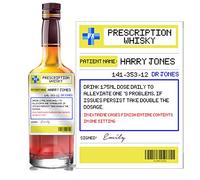 forefrontdesigns Personalised Novelty Prescription Whisky Bottle Label - Funny Prescription Bottle Label for Alcohol - Spoof Prescription Wine Stickers for Bottles, Secret Santa,Joke Gifts