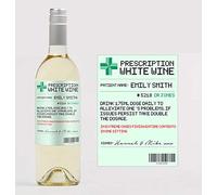 forefrontdesigns Personalised Novelty Prescription White Wine Bottle Label - Funny Prescription Bottle Label for Alcohol - Spoof Prescription Wine Stickers for Bottles, Secret Santa,Joke Gifts