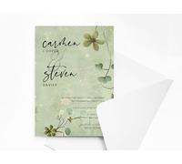 forefrontdesigns Personalised Sage Green Floral Wedding Invitations with Envelopes, Any Event, Any Occasion.