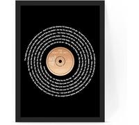 forefrontdesigns Personalised Song Lyric Art - Framed Song lyrics with your choice of special song - Vinyl record gift (A4 print with frame)