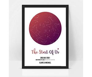 forefrontdesigns Personalised Star Map - Custom Star Map, The Night We Met, Stars on the Day You Were Born, Constellation Gifts, Name a Star Gift, Where We First Met - Unique Valentine’s Gift