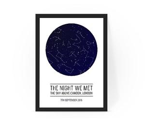 forefrontdesigns Personalised The night we met Star map chart astronomical poster print, framed/unframed (A4 print with frame)