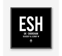 forefrontdesigns Personalised UK Shoreham Airport Code Print, Aviation Gift, Travel Home Decor (8x8 (20.32 x 20.32cm) print)