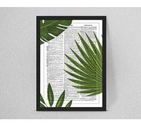 forefrontdesigns Retro/Vintage Dictionary Print, Botanical Leaf Art Plants Flower, Home decor A4/A3 (A4 with Frame)