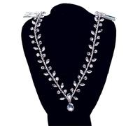 Forehead Headband with Combs Rhinestone Women Headdress Water Drop Bridal Wedding Hair Ornament Bride Head Chain for fashion(Silver 2)