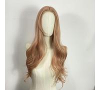 Forehead Lace Wig Female Long Hair Full Headband Large Wavy Long Curly Hair Artificial Hair Grapefruit Pink
