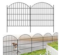 FOREHOGAR Metal Garden Fence 28in x 11.7ft, 5 Panels + 6 Stakes, Black Rustproof Animal Barrier for Dog, No Dig Garden Fencing for Yard, Flower Bed, Patio, Outdoor