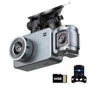 Foreign Trade All-Smart Chip 4K New Driving Three Lens WIFI Interconnection Car Driving CARDVR Camera with Ultra Clear Pixels, Ultra Wide Angle, High Definition Night Vision, Mobile Viewing Playback