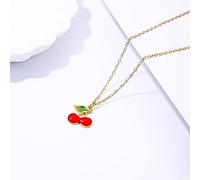 Foreign trade dripping red cherry fashionable versatile necklace women's light luxury high-end clavicle chain
