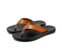 Foreign Trade Flip Flops for Men Beach Slippers for Men Summer Non Slip External Wearing with Toe (Brown3, 6)