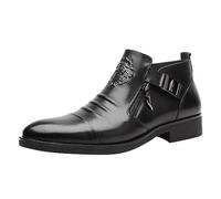 Foreign Trade Men's Embossed Double Sided Zip Europe The United States Ankle Boots Men's Boots Leather Shoes Exchange Men's Shoes, black, 10 UK