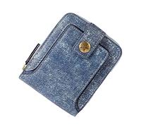 Foreign Trade New Men's Short Multi Functional Denim Fabric Horizontal Zipper Wallet Locking Wallet (Blue, One Size)