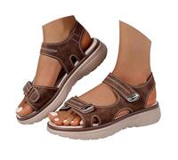 Foreign Trade Plus Size Casual Sandals Women's Summer Sports Style One Line Comfortable Fish Mouth Beach Sandals Soft Shoes for Womens Sandals (Brown, 4.5)