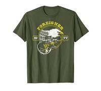Foreigner 1977 Eagle with Guitar Vintage Band T-Shirt, Men, Olive Green, XX-Large