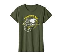 Foreigner 1977 Eagle with Guitar Vintage Band T-Shirt, Women, Olive Green, X-Large